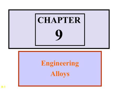 CHAPTER 9 Engineering Alloys 9-1.