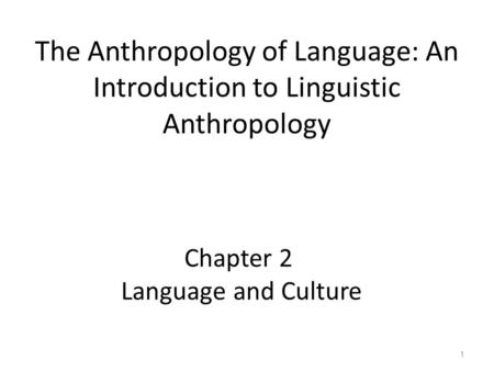 Chapter 2 Language and Culture