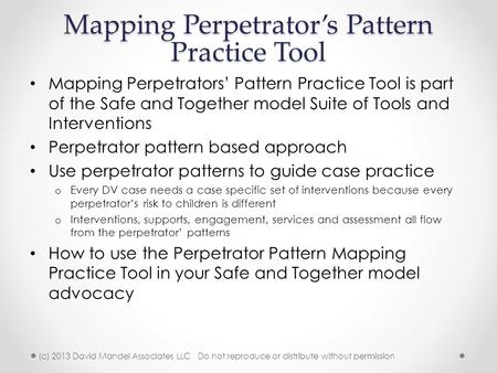 Mapping Perpetrator’s Pattern Practice Tool