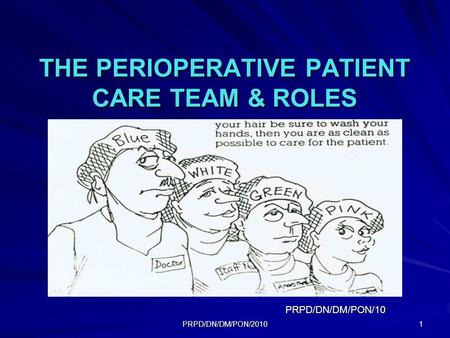 PRPD/DN/DM/PON/2010 1 THE PERIOPERATIVE PATIENT CARE TEAM & ROLES PRPD/DN/DM/PON/10.