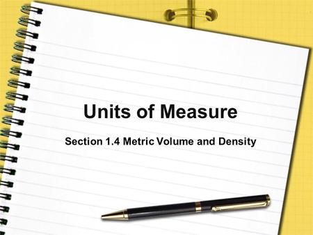 Section 1.4 Metric Volume and Density