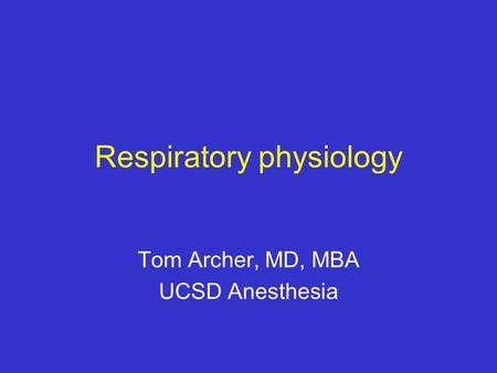 Respiratory physiology