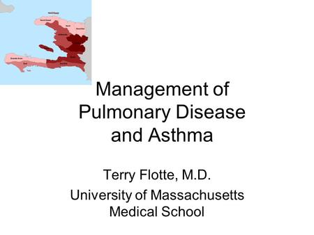 Management of Pulmonary Disease and Asthma Terry Flotte, M.D. University of Massachusetts Medical School.