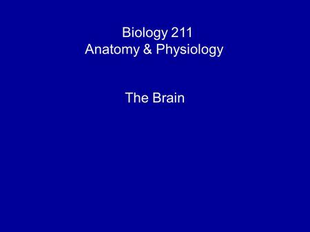 Biology 211 Anatomy & Physiology I