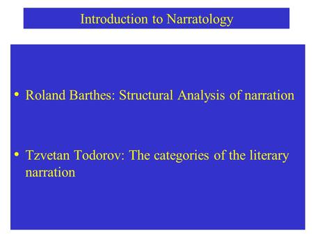 Introduction to Narratology