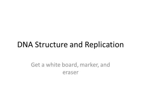 DNA Structure and Replication