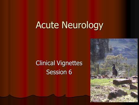 Acute Neurology Clinical Vignettes Session 6. 1.You are called to the E.R. to evaluate a 23 y/o Chinese male for left ophthalmoplegia. He is a juvenile.