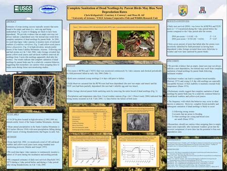 Complete Sanitation of Dead Nestlings by Parent Birds May Bias Nest Depredation Rates Chris Kirkpatrick 1, Courtney J. Conway 2, and Moez H. Ali 1 1 University.