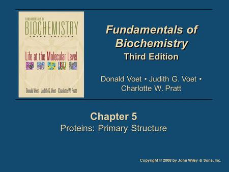 Fundamentals of Biochemistry