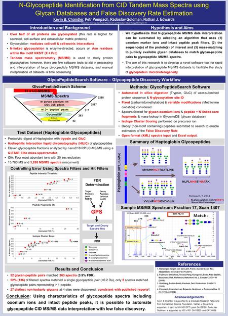 N-Glycopeptide Identification from CID Tandem Mass Spectra using Glycan Databases and False Discovery Rate Estimation Kevin B. Chandler, Petr Pompach,