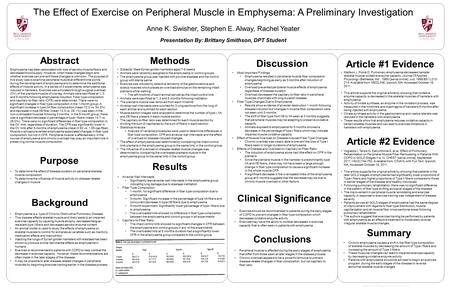 Www.postersession.com Emphysema has been associated with loss of aerobic muscle fibers and decreased blood supply. However, when these changes begin and.