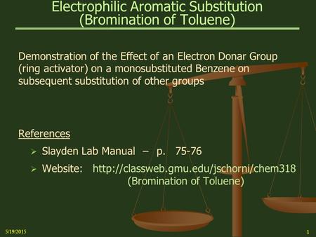 Electrophilic Aromatic Substitution (Bromination of Toluene)