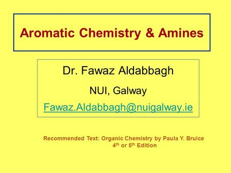 Aromatic Chemistry & Amines