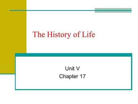 The History of Life Unit V Chapter 17.