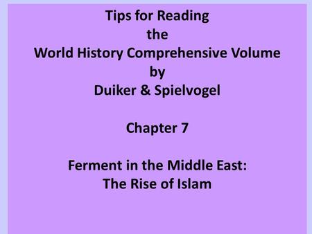 World History Comprehensive Volume Ferment in the Middle East: