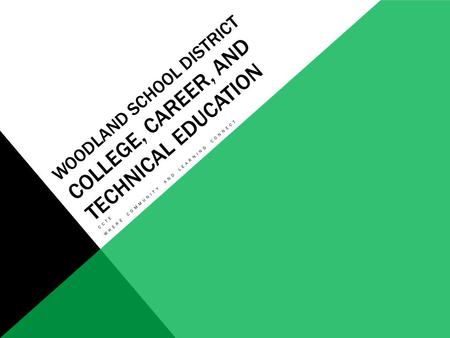 WOODLAND SCHOOL DISTRICT COLLEGE, CAREER, AND TECHNICAL EDUCATION CCTE WHERE COMMUNITY AND LEARNING CONNECT.