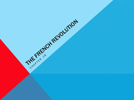 THE FRENCH REVOLUTION CHAPTER 18. NO TAXATION WITHOUT REPRESENTATION One might say that the nobility caused the Revolution, in their refusal to compromise.