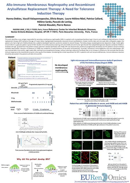 Allo-Immune Membranous Nephropathy and Recombinant Arylsulfatase Replacement Therapy: A Need for Tolerance Induction Therapy Hanna Debiec, Vassili Valayannopoulos,