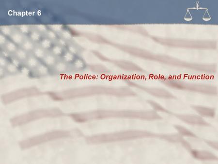 Chapter 6 The Police: Organization, Role, and Function.