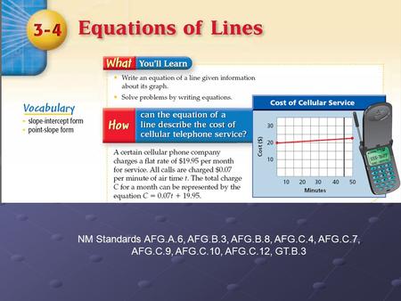 NM Standards AFG.A.6, AFG.B.3, AFG.B.8, AFG.C.4, AFG.C.7, AFG.C.9, AFG.C.10, AFG.C.12, GT.B.3.