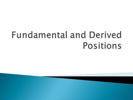 Fundamental and Derived Positions