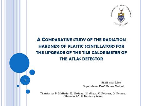 Supervisor: Prof. Bruce Mellado