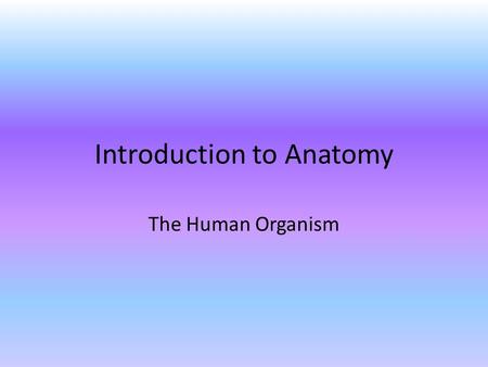 Introduction to Anatomy The Human Organism. Characteristics of Life ORGANIZATION METABOLISM.