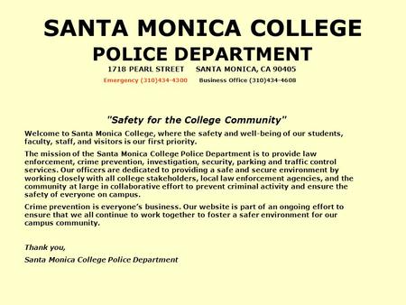 SANTA MONICA COLLEGE POLICE DEPARTMENT