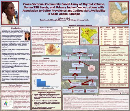 1 2 3 4 5 7 8 9 10 6 Addis Ababa >10,000 5,000 to 10,000 < 5,000 An example of a goiter in a subject After years of assessing UIC, IDD, TSH, and TV it.