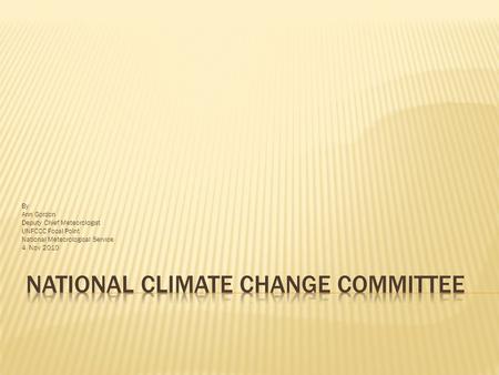 By Ann Gordon Deputy Chief Meteorologist UNFCCC Focal Point National Meteorological Service 4 Nov 2010.