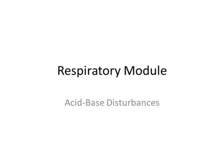 Acid-Base Disturbances