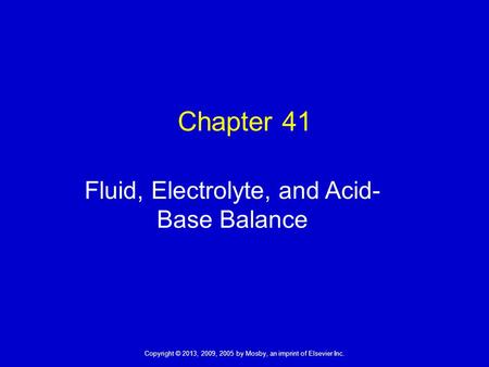 Fluid, Electrolyte, and Acid-Base Balance