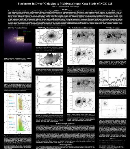 Starbursts in Dwarf Galaxies: A Multiwavelength Case Study of NGC 625 John M. Cannon (MPIA, Heidelberg) ABSTRACT The results of a multiwavelength case.