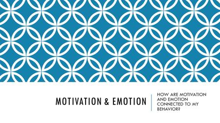 HOW ARE MOTIVATION AND EMOTION CONNECTED TO MY BEHAVIOR?