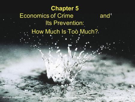 Chapter 5 Economics of Crime and Its Prevention: How Much Is Too Much? Copyright © 2010 by the McGraw-Hill Companies, Inc. All rights reserved. McGraw-Hill/Irwin.