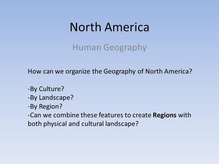 North America Human Geography