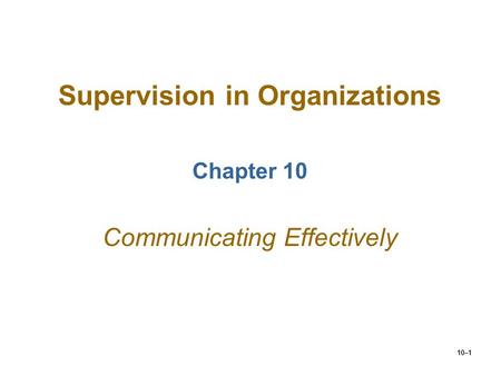 Supervision in Organizations