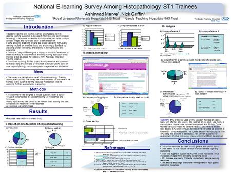 National E-learning Survey Among Histopathology ST1 Trainees Ashirwad Merve 1, Nick Griffin 2 1 Royal Liverpool University Hospitals NHS Trust 2 Leeds.