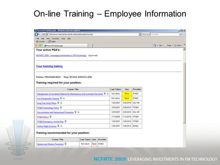 On-line Training – Employee Information. Leave Balances.