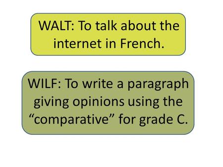 WALT: To talk about the internet in French.