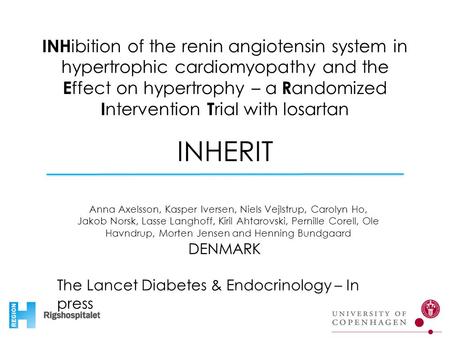 INH ibition of the renin angiotensin system in hypertrophic cardiomyopathy and the E ffect on hypertrophy – a R andomized I ntervention T rial with losartan.