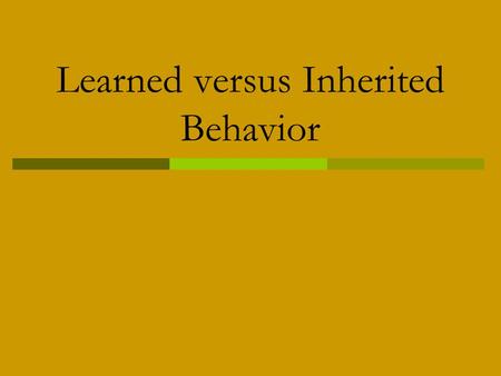 Learned versus Inherited Behavior. What are inherited traits?  Physical traits that are a result of our genes.