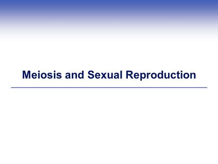 Meiosis and Sexual Reproduction