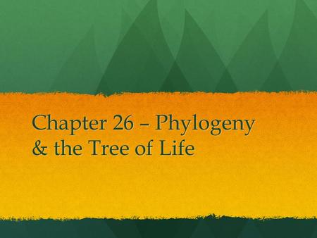 Chapter 26 – Phylogeny & the Tree of Life