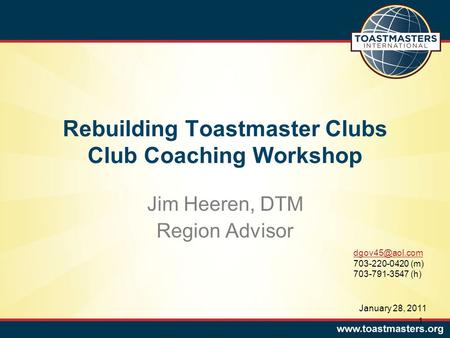 Rebuilding Toastmaster Clubs Club Coaching Workshop