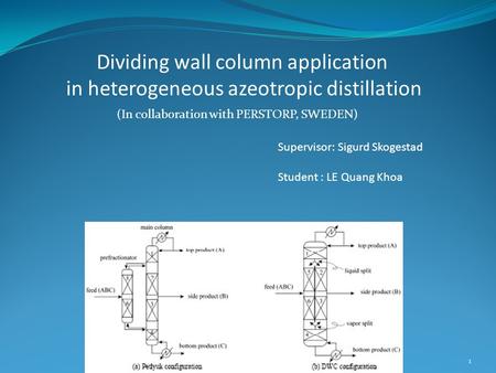 Dividing wall column application