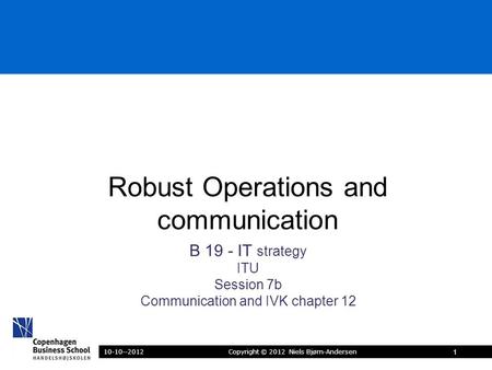 B 19 - IT strategy ITU Session 7b Communication and IVK chapter 12