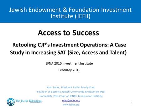 Jewish Endowment & Foundation Investment Institute (JEFII)