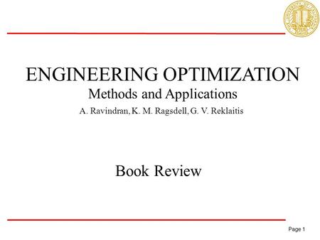 ENGINEERING OPTIMIZATION