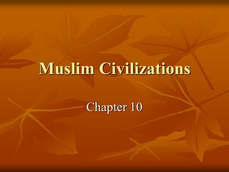 Muslim Civilizations Chapter 10.